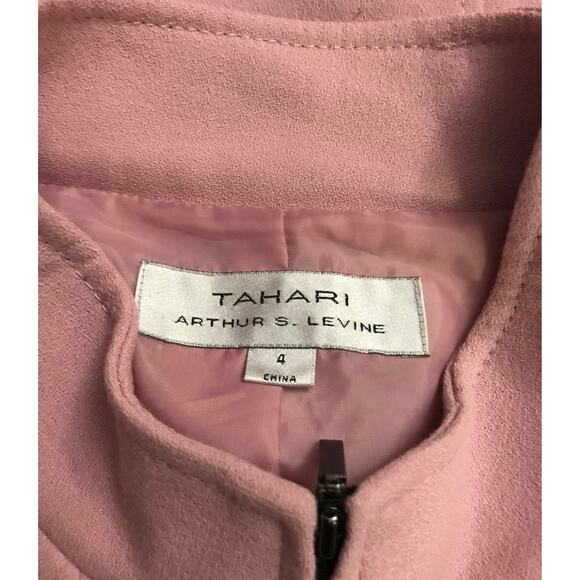 Tahari Arthur Levine Pink Zip Jacket 4 Corporate Siren Classic Preppy Minimalist - Picture 8 of 9